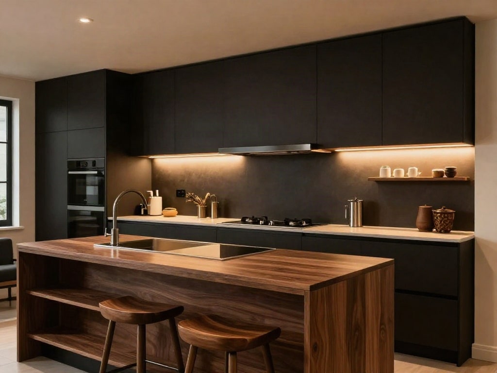 schwarze Küche Holz