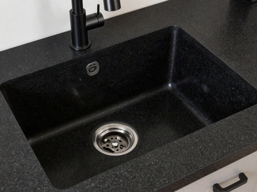 schwarze Spüle Kalk